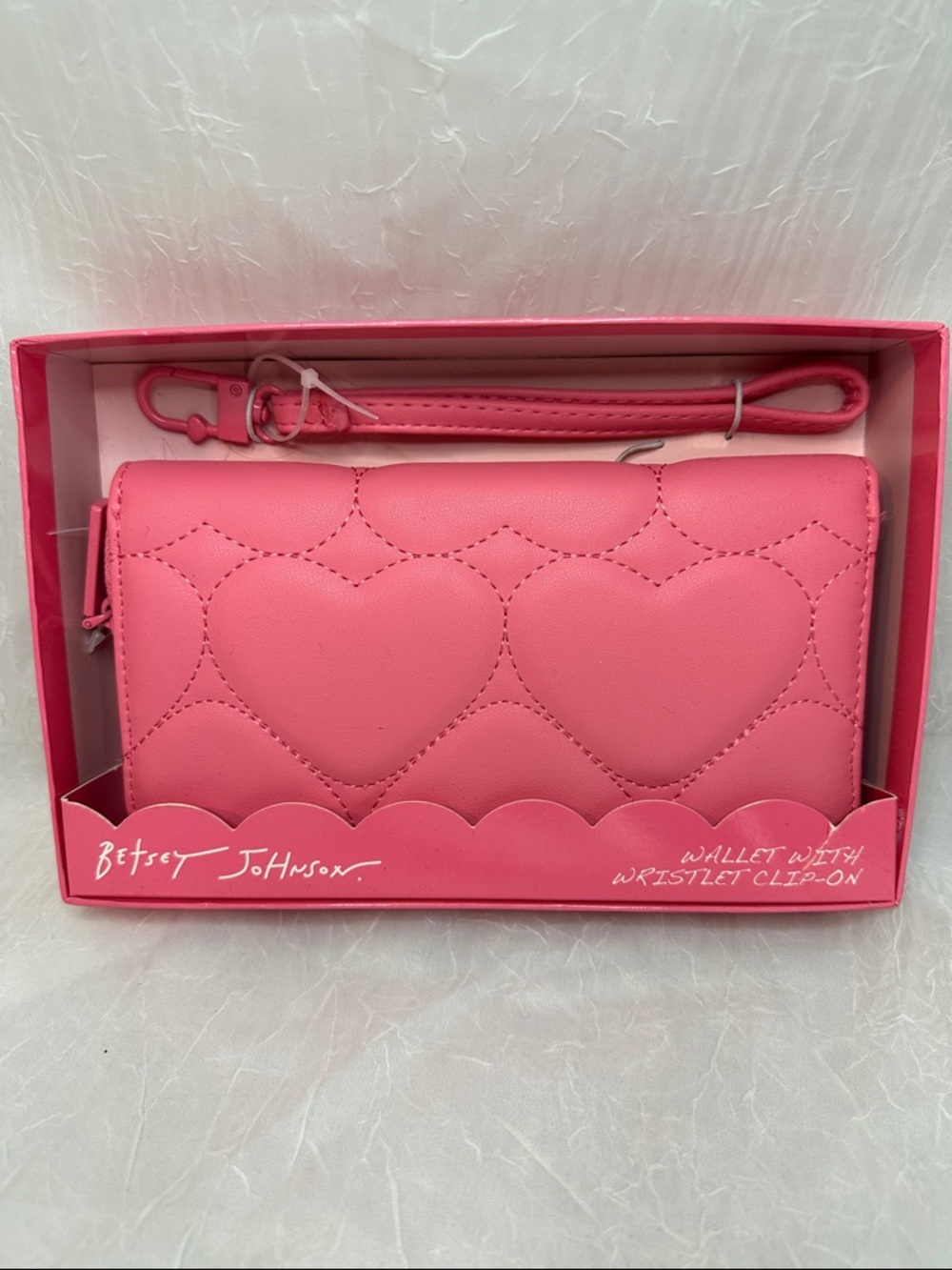 Betsey Johnson Hot Pink Quilted Heart Wristlet Wallet